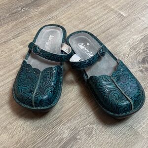 Alegria Teal Floral Slippers